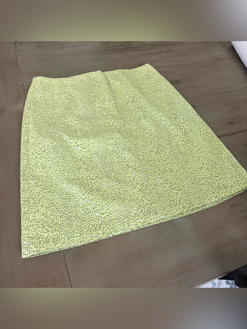 Vintage 90s Talbots A-Line Skirt Leopard Print Cotton Blend Casual Green Size 12